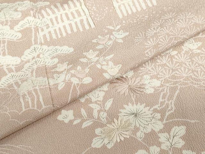 平和屋着物●創業460年・千總　訪問着　駒刺繍　風景花文　鬼しぼ縮緬　高島屋扱い　正絹　逸品　DABG2165ud