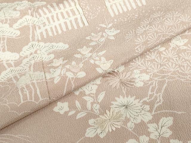平和屋着物●創業460年・千總　訪問着　駒刺繍　風景花文　鬼しぼ縮緬　高島屋扱い　正絹　逸品　DABG2165ud