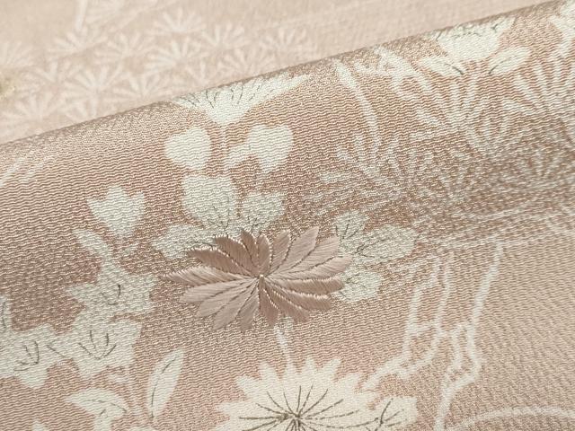 平和屋着物●創業460年・千總　訪問着　駒刺繍　風景花文　鬼しぼ縮緬　高島屋扱い　正絹　逸品　DABG2165ud