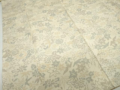 平和屋着物●本塩沢　草花文　三越扱い　正絹　逸品　DABG2170ud