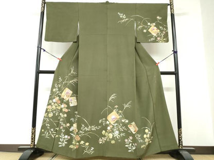 平和屋着物●西陣　京の名門　じゅらく謹製　帝王紫　訪問着　駒刺繍　破れ色紙花鳥文　金彩　正絹　逸品　DABG2171ud
