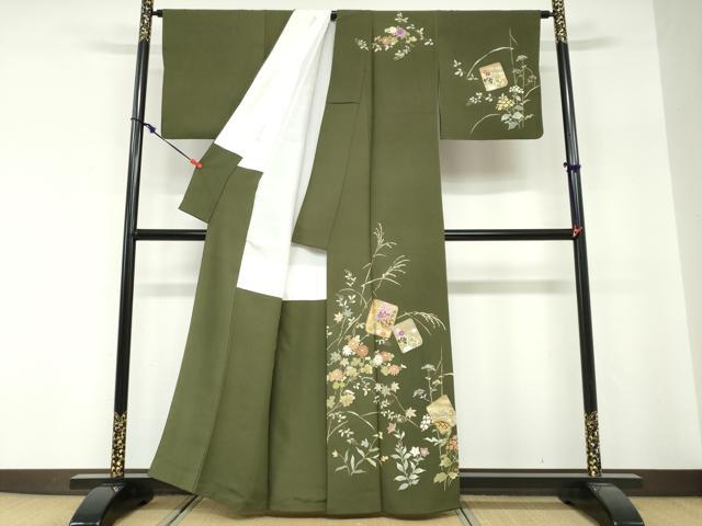 平和屋着物●西陣　京の名門　じゅらく謹製　帝王紫　訪問着　駒刺繍　破れ色紙花鳥文　金彩　正絹　逸品　DABG2171ud