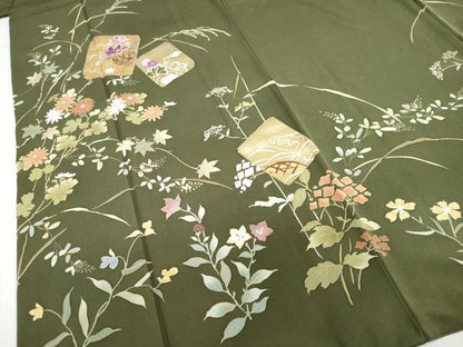 平和屋着物●西陣　京の名門　じゅらく謹製　帝王紫　訪問着　駒刺繍　破れ色紙花鳥文　金彩　正絹　逸品　DABG2171ud
