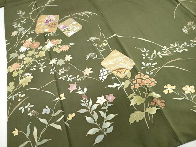 平和屋着物●西陣　京の名門　じゅらく謹製　帝王紫　訪問着　駒刺繍　破れ色紙花鳥文　金彩　正絹　逸品　DABG2171ud