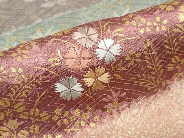 平和屋着物●訪問着　絞り　刺繍　エ霞草花文　金彩　正絹　逸品　DABG2172ud