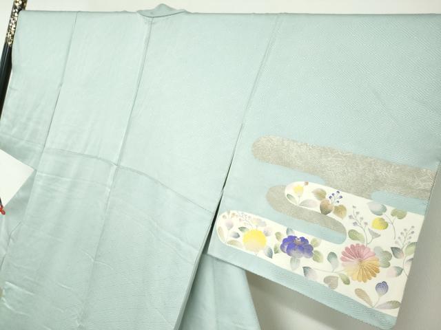 平和屋着物●訪問着　刺繍　エ霞草花文　金糸　正絹　逸品　DABG2173ud