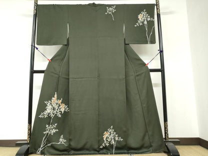 平和屋着物●訪問着　駒刺繍　南天文　金彩　正絹　逸品　未使用　DABG2183ud