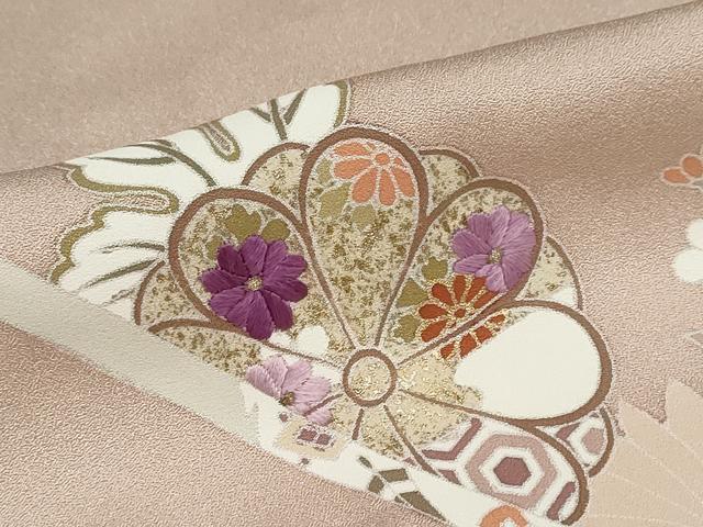 平和屋着物●西陣　京の名門　じゅらく謹製　帝王紫　訪問着　刺繍　熨斗草花文　金彩　正絹　逸品　DABG2190ud