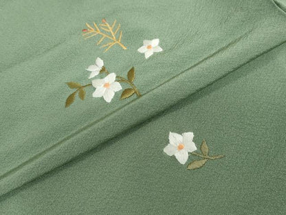 平和屋着物●上質な小紋　総刺繍　舞花文　正絹　逸品　DABG2202ud
