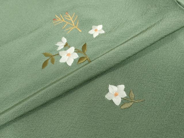 平和屋着物●上質な小紋　総刺繍　舞花文　正絹　逸品　DABG2202ud