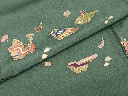 平和屋着物●訪問着　作家物　駒刺繍　玩具文　正絹　逸品　DABG2206ud