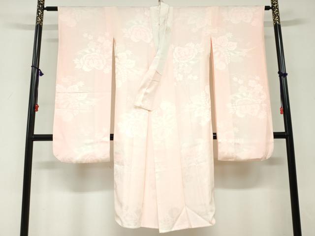 平和屋着物●振袖用長襦袢　袷　草花地紋　暈し染め　半衿刺繍　正絹　逸品　DABG2209ud