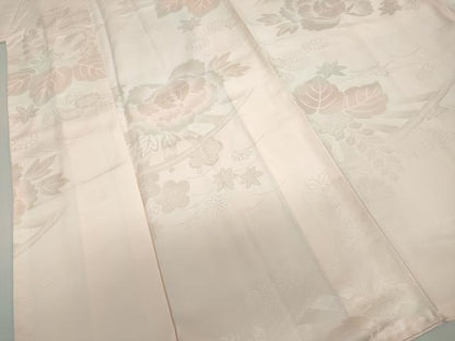 平和屋着物●振袖用長襦袢　袷　草花地紋　暈し染め　半衿刺繍　正絹　逸品　DABG2209ud