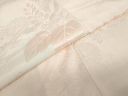 平和屋着物●振袖用長襦袢　袷　草花地紋　暈し染め　半衿刺繍　正絹　逸品　DABG2209ud