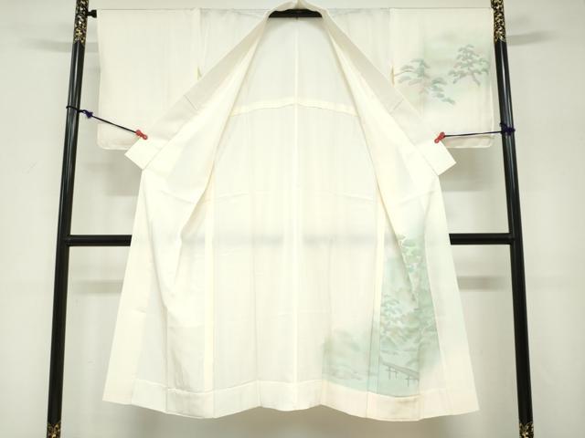 平和屋着物●長襦袢　無双仕立て　渡橋風景文　暈し染め　正絹　逸品　DABG2210ud