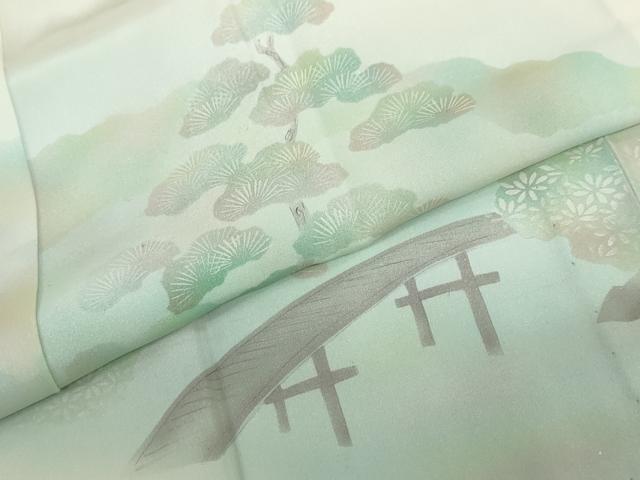 平和屋着物●長襦袢　無双仕立て　渡橋風景文　暈し染め　正絹　逸品　DABG2210ud