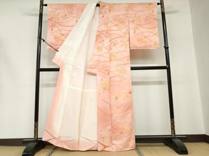 平和屋着物●上質な小紋　地紋起こし　草花文　正絹　逸品　DABG2213ud