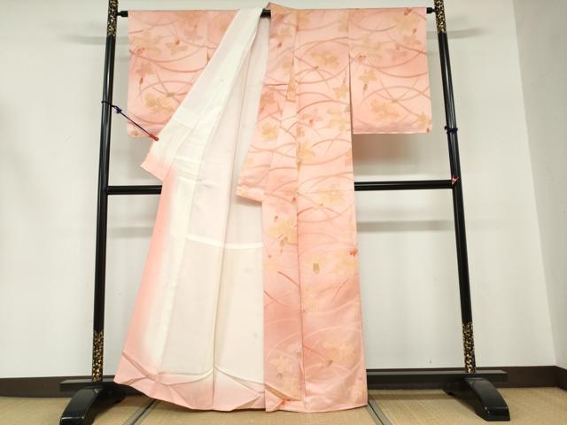平和屋着物●上質な小紋　地紋起こし　草花文　正絹　逸品　DABG2213ud