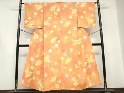 平和屋着物●上質な小紋　地紋起こし　舞花文　正絹　逸品　DABG2214ud