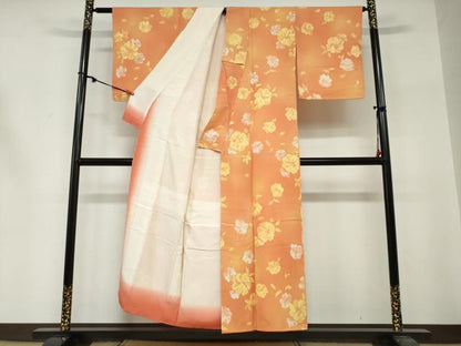 平和屋着物●上質な小紋　地紋起こし　舞花文　正絹　逸品　DABG2214ud