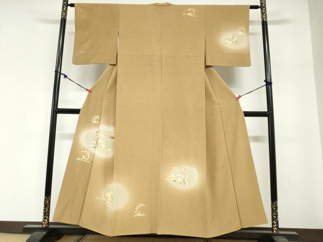 平和屋着物●訪問着　流水楽器草花文　暈し染め　金彩　正絹　逸品　DABG2217ud
