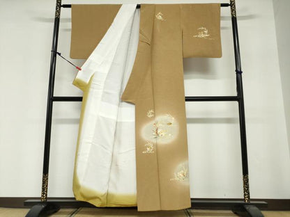 平和屋着物●訪問着　流水楽器草花文　暈し染め　金彩　正絹　逸品　DABG2217ud