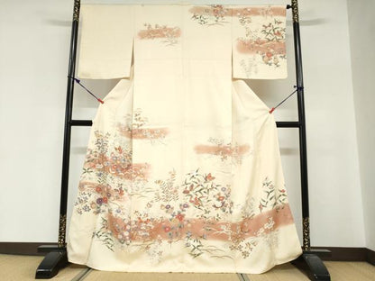 平和屋着物●訪問着　花蝶文　暈し染め　金彩　正絹　逸品　DABG2218ud