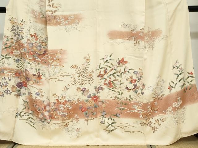 平和屋着物●訪問着　花蝶文　暈し染め　金彩　正絹　逸品　DABG2218ud