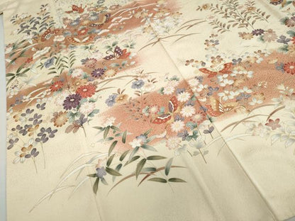 平和屋着物●訪問着　花蝶文　暈し染め　金彩　正絹　逸品　DABG2218ud