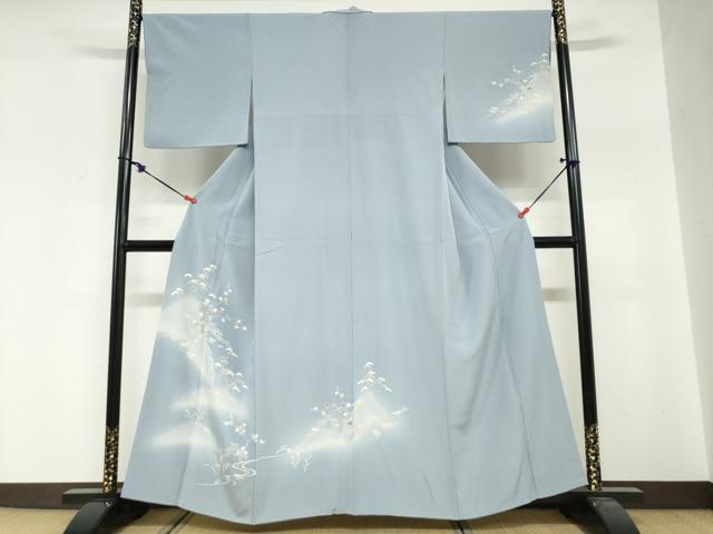平和屋着物●訪問着　刺繍　流水風景草花文　暈し染め　金彩　正絹　逸品　DABG2220ud