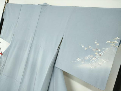 平和屋着物●訪問着　刺繍　流水風景草花文　暈し染め　金彩　正絹　逸品　DABG2220ud