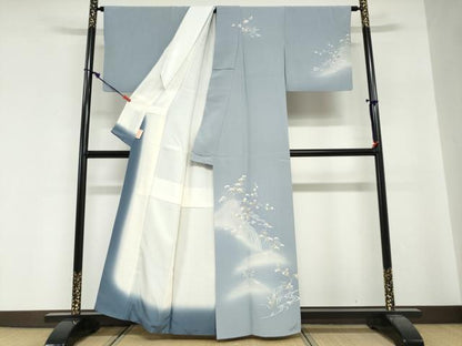 平和屋着物●訪問着　刺繍　流水風景草花文　暈し染め　金彩　正絹　逸品　DABG2220ud
