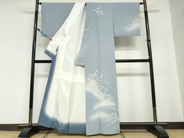 平和屋着物●訪問着　刺繍　流水風景草花文　暈し染め　金彩　正絹　逸品　DABG2220ud