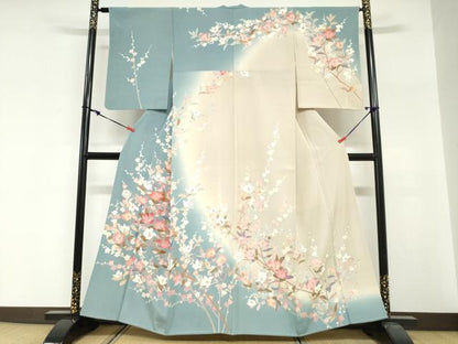平和屋着物●訪問着　友禅　作家物　枝花文　暈し染め　正絹　逸品　DABG2222ud