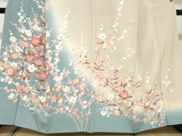 平和屋着物●訪問着　友禅　作家物　枝花文　暈し染め　正絹　逸品　DABG2222ud