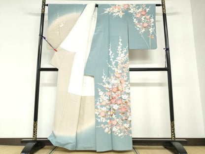 平和屋着物●訪問着　友禅　作家物　枝花文　暈し染め　正絹　逸品　DABG2222ud