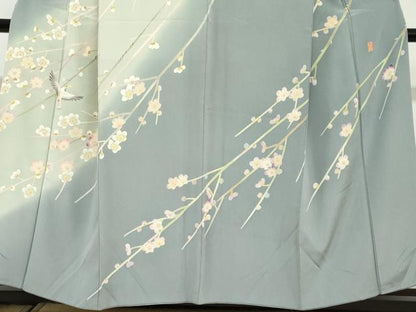 平和屋着物●本加賀友禅作家　岡崎重雄　訪問着　飛鳥枝梅文　暈し染め　正絹　逸品　DABG2223ud
