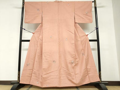 平和屋着物●上質な紬　絞り　源氏車草花文　正絹　逸品　DABG2229ud