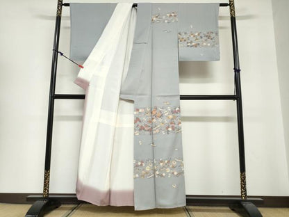 平和屋着物●訪問着　駒刺繍　宝尽くし草花文　金彩　西武百貨店扱い　正絹　逸品　未使用　DABG2230ud