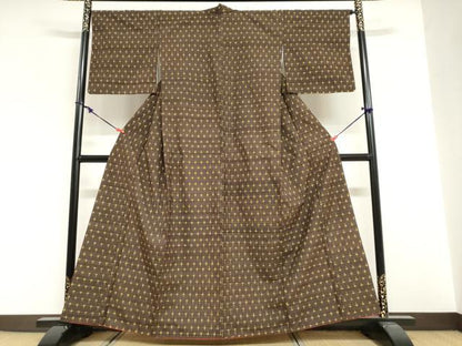 平和屋着物●上質な紬　十字絣　正絹　逸品　DABG2235ud