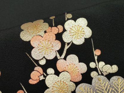 平和屋着物●金彩友禅　卓越技能者・名工・和田光正　黒留袖　平安草花文　金彩　正絹　逸品　DABG2236ud
