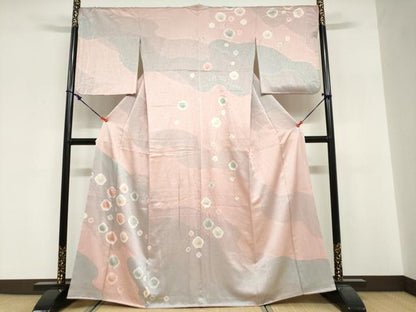平和屋着物●訪問着　絞り　枝花文　金彩　正絹　逸品　DABG2237ud