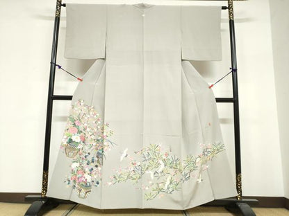 平和屋着物●豪華色留袖　友禅　作家物　飛鶴飾花文　正絹　逸品　DABG2238ud
