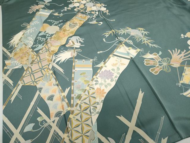 平和屋着物●訪問着　駒刺繍　吉祥花文　正絹　逸品　DABG2240ud