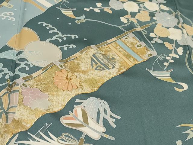 平和屋着物●訪問着　駒刺繍　吉祥花文　正絹　逸品　DABG2240ud
