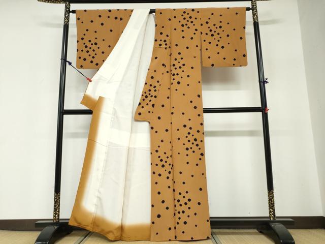 平和屋着物●上質な小紋　絞り　丸文　正絹　逸品　DABG2243ud