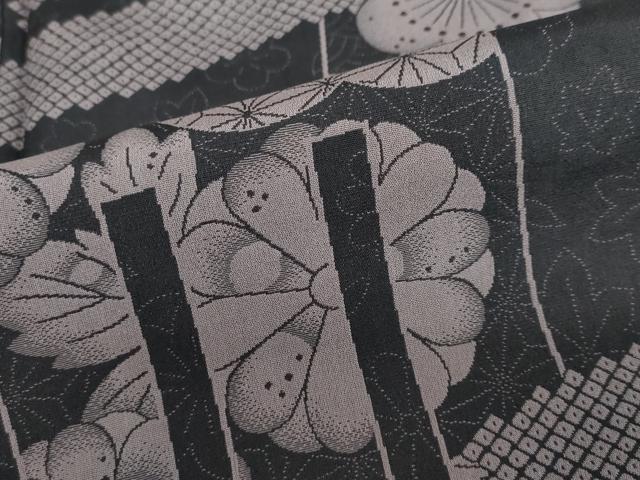平和屋着物●上質なお召　源氏香草花文　やまと誂製　正絹　逸品　DABG2245ud