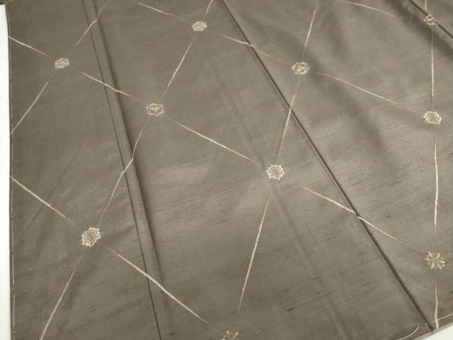 平和屋着物●上質な紬　刺繍　刺し子　草花菱文　無落款　正絹　逸品　未使用　DABG2247ud