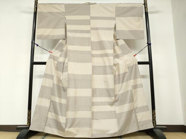 平和屋着物●東郷織物謹製　本場大島紬　横段文　正絹　逸品　DABG2248ud