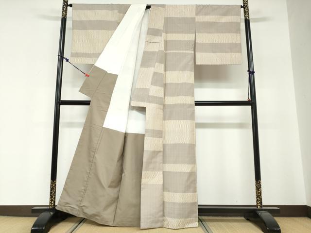 平和屋着物●東郷織物謹製　本場大島紬　横段文　正絹　逸品　DABG2248ud